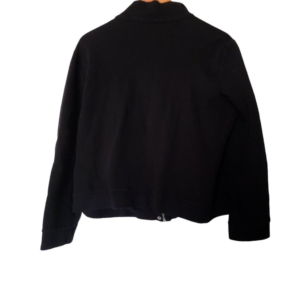 Ralph Lauren Moto Jacket Black Cotton L Large Zipper - Picture 9 of 11